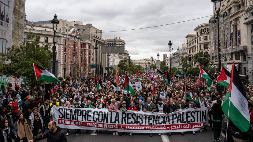 В Мадриде тысячи людей вышли на манифестацию в поддержку Палестины