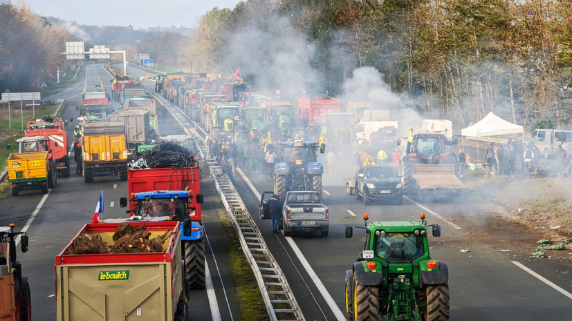 Протесты фермеров во Франции парализовали движение на дорогах в ряде регионов