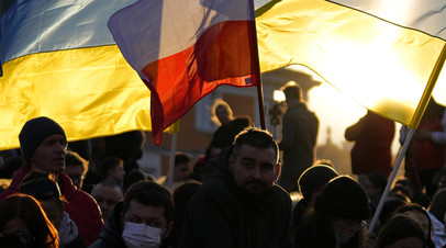 Антироссийский митинг украинцев в Польше