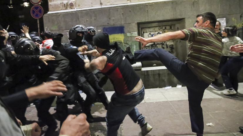  за два дня протестов в Тбилиси пострадали семь полицейских