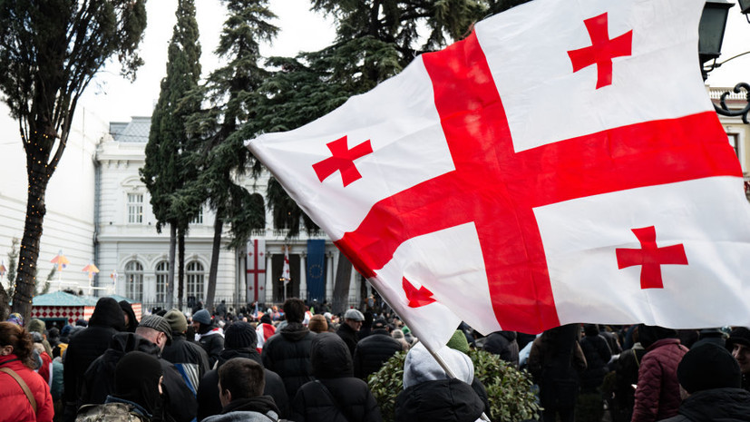 Участники митинга в Тбилиси перекрыли проспект Руставели