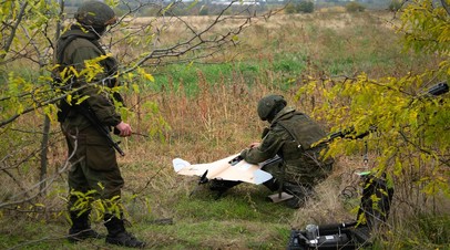 Военнослужащие ВС РФ запускают дрон-камикадзе «Куб» в зоне СВО, архивное фото