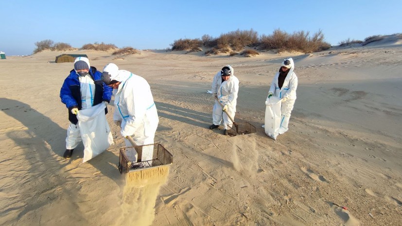 На двух участках пляжей Анапы зафиксированы повторные выбросы мазута