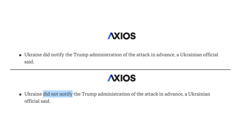 Axios исправил текст статьи о том, что Киев предупредил США об ударах по России