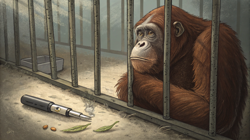 В парке «Тайган» рассказали о состоянии покурившего вейп орангутана