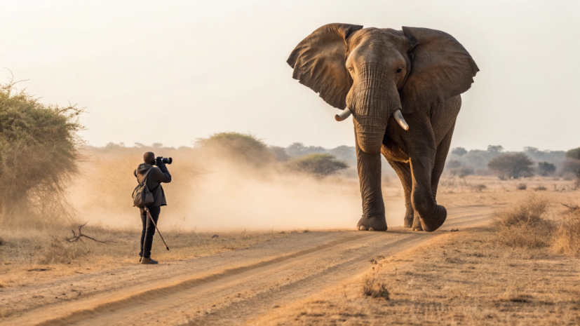 В Индии слон потоптал туриста во время фотосессии
