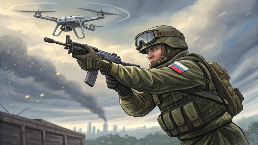 Российский новобранец бросил свой автомат в дрон-камикадзе ВСУ и сбил его