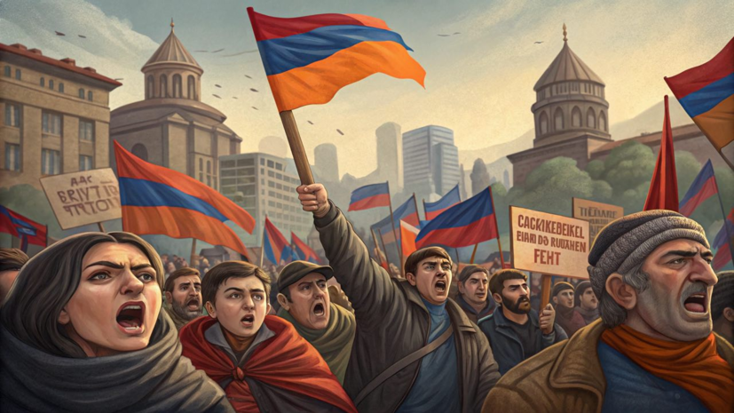 В Гюмри проходит акция протеста у российской военной базы