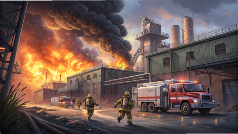 В подконтрольном ВСУ Запорожье после взрывов возник пожар на предприятии