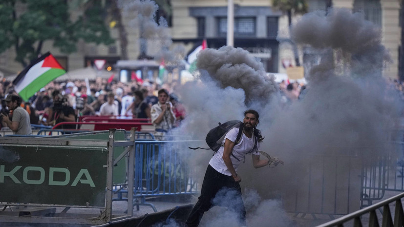 Появилось видео пропалестинских протестов в Мадриде