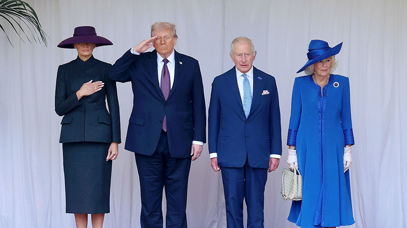 Жена Карла III и Меланья Трамп пришли на банкет в синем и жёлтом платьях