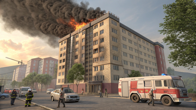 В Дербенте из-за возгорания кровли 200 человек эвакуированы из девятиэтажки