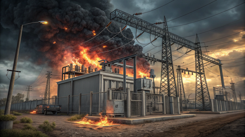 На Кубани из-за падения обломков БПЛА произошло возгорание на электроподстанции