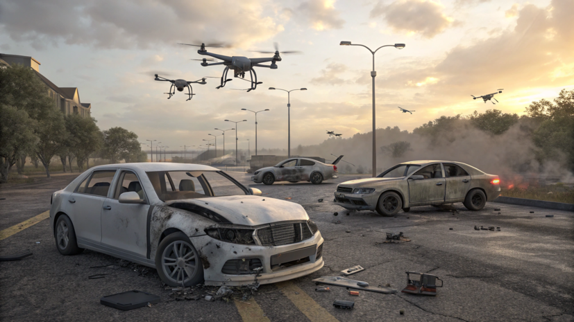 В Реутове после атаки беспилотников повреждены четыре автомобиля