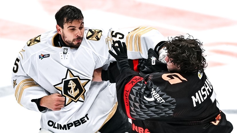 Наставник «Адмирала» Тамбиев — о драке вратарей в матче КХЛ: я это не приветствую