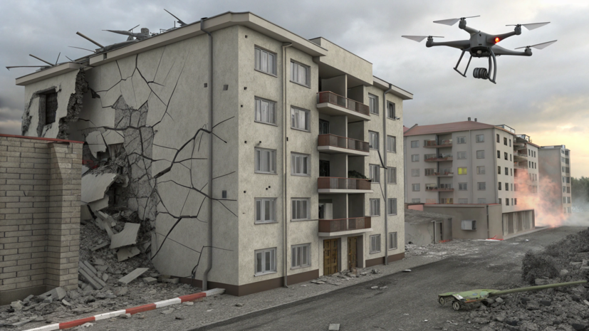 Стена многоквартирного дома частично разрушена в Батайске из-за атаки БПЛА
