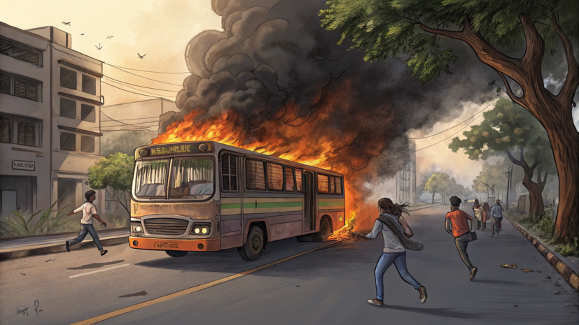 В Индии в результате пожара в автобусе погибли 20 человек