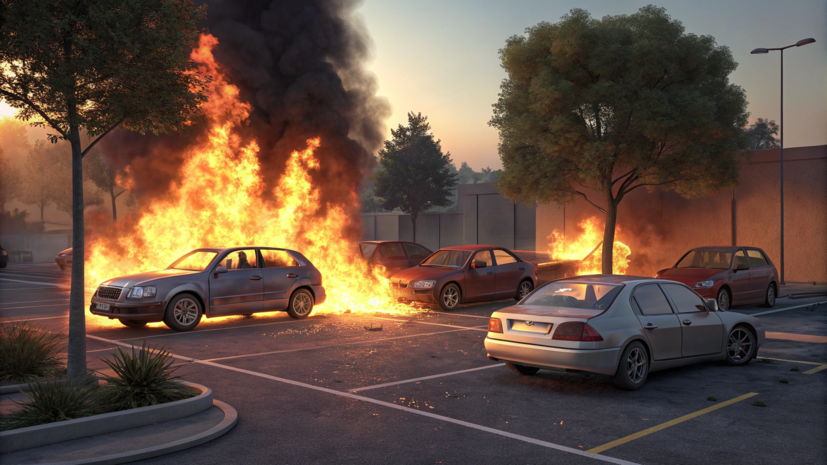 В Москве на стоянке сгорели четыре автомобиля