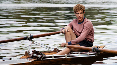 Глеб Калюжный на съёмках фильма «Первый на Олимпе»