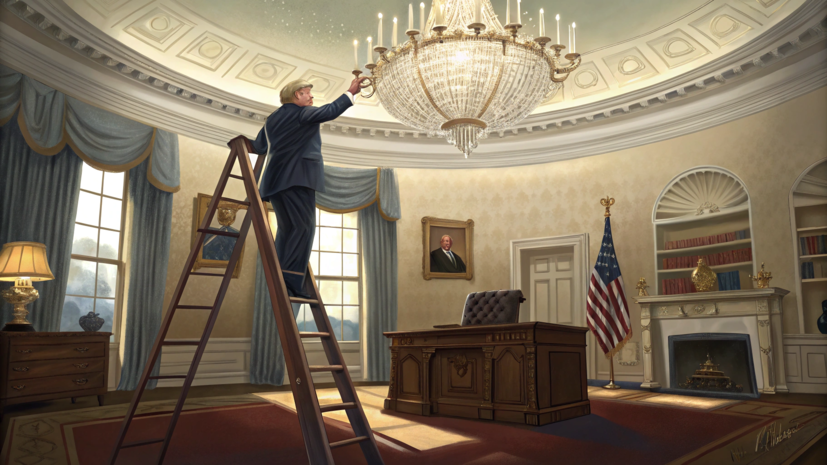 DB: Трамп хотел повесить люстру в Овальном кабинете, но потолок не выдержал бы