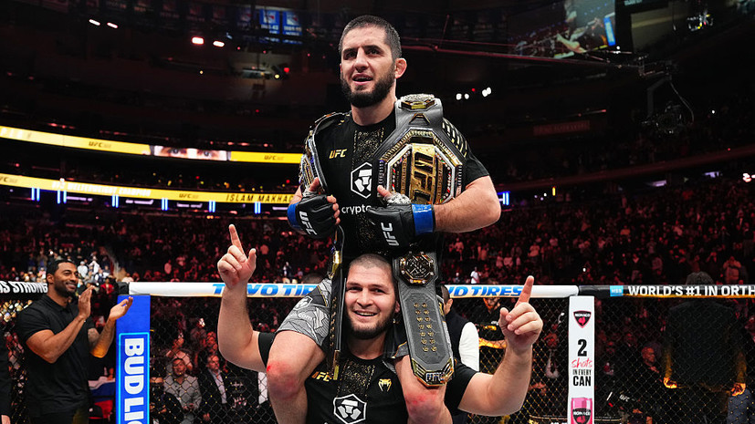 Перчатки с автографами Махачева и Нурмагомедова продали за 2,5 млн рублей