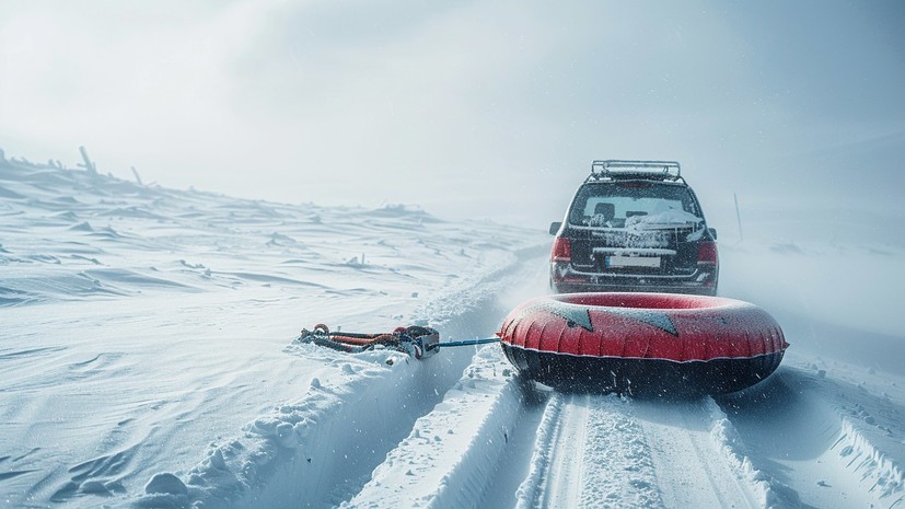 Спасатель напомнил об опасности катания на привязанных к машине тюбингах
