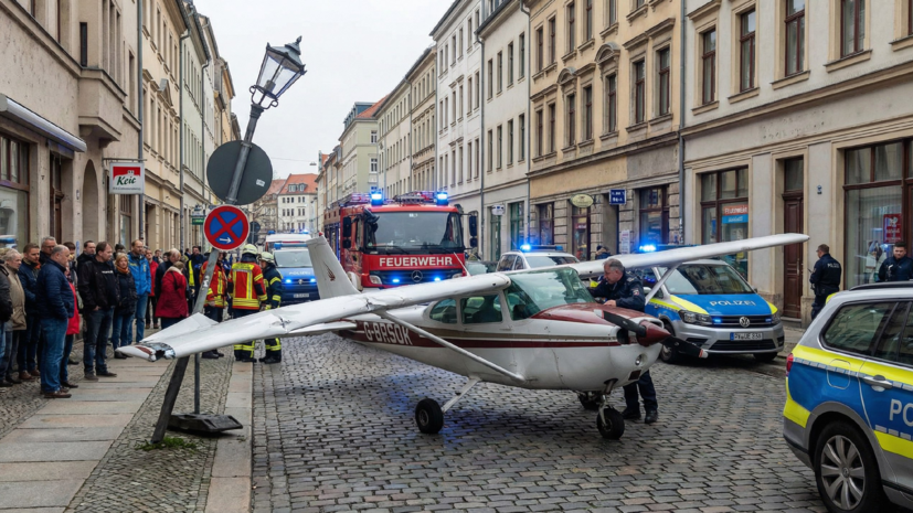 Легкомоторный самолёт совершил аварийную посадку на оживлённую улицу в Германии