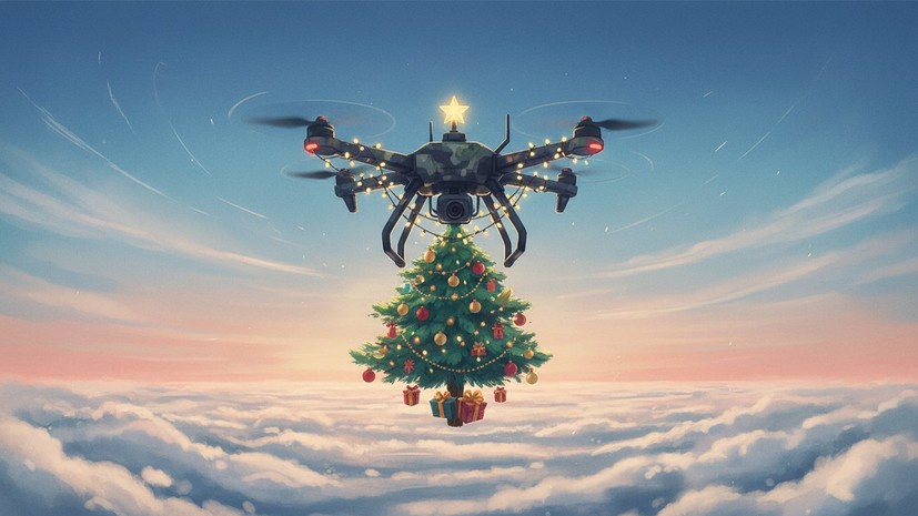 РВ: бойцы ВС России отправили ВСУ на передовой БПЛА с новогодней ёлкой