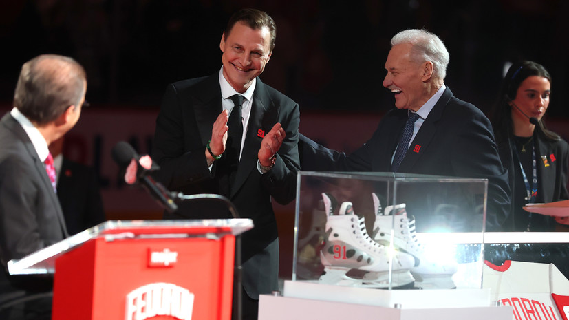 Выехал на кабриолете, послушал Овечкина и извинился за уход: &laquo;Детройт&raquo; устроил шикарную церемонию для Фёдорова