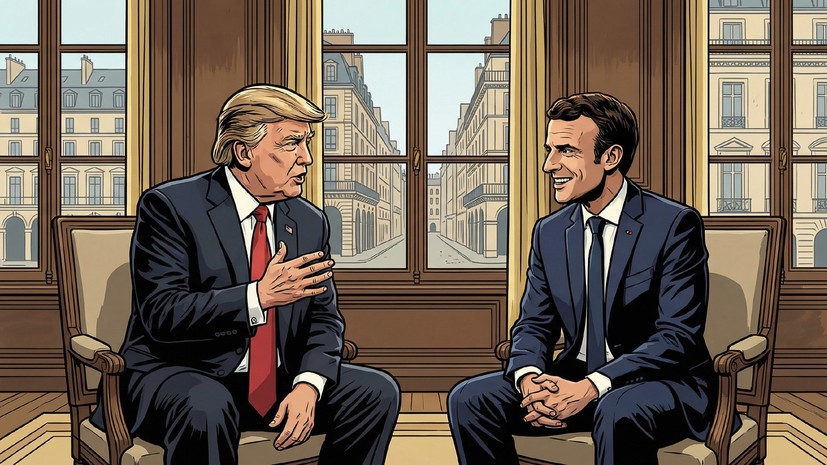 Появились кадры разговора Трампа и Макрона о согласии Киева на прекращение огня