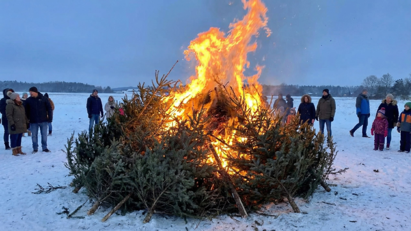 «СТРАНА.ua»: в Киеве жгут новогодние ёлки, чтобы согреться при отсутствии тепла