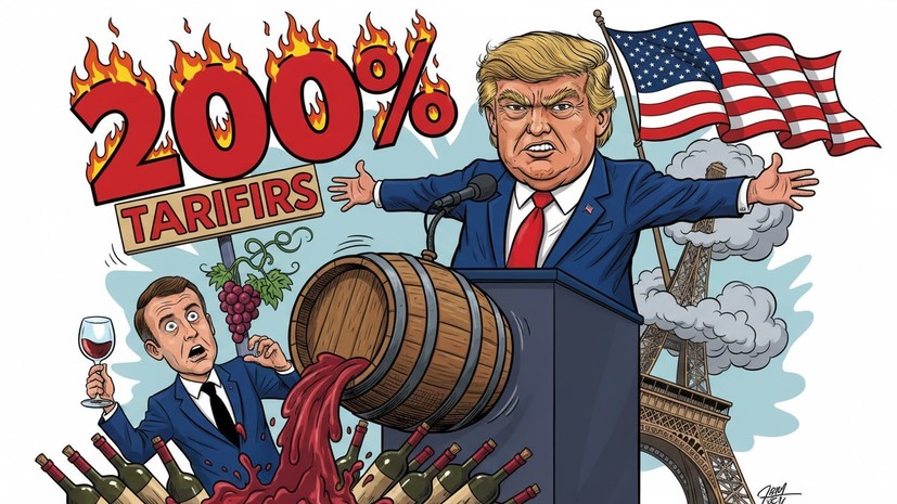 Трамп пригрозил Макрону ввести пошлины 200% на французское вино
