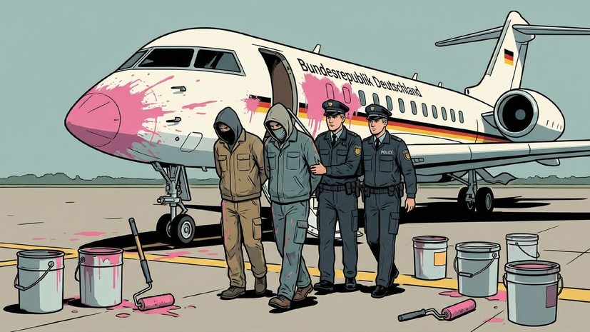 Bild: немецких активистов задержали за попытку покрасить самолёт Мерца в розовый