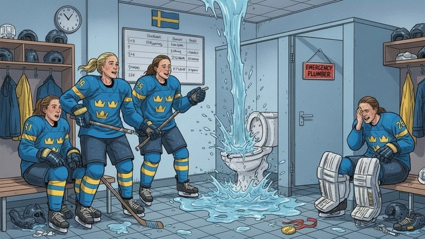 У шведских хоккеисток сломался туалет в раздевалке во время матча на Олимпиаде