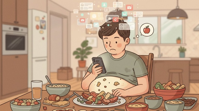 Гастроэнтеролог Кашух назвала использование смартфона за едой причиной переедания