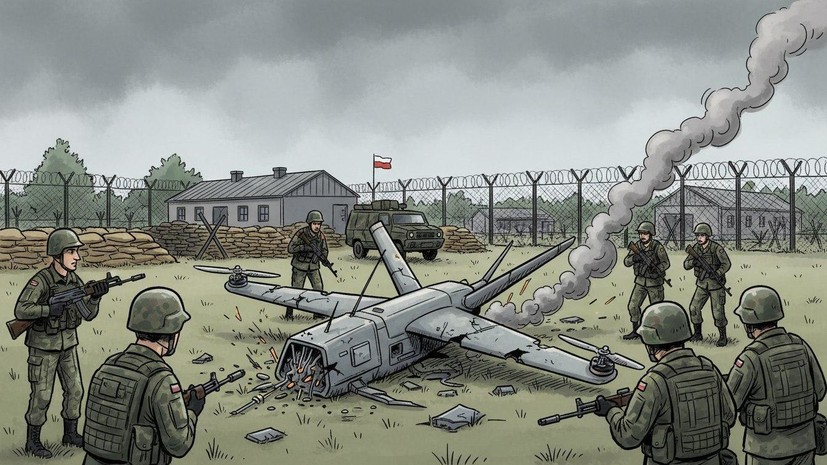 Неизвестный дрон упал на территорию воинской части в Польше