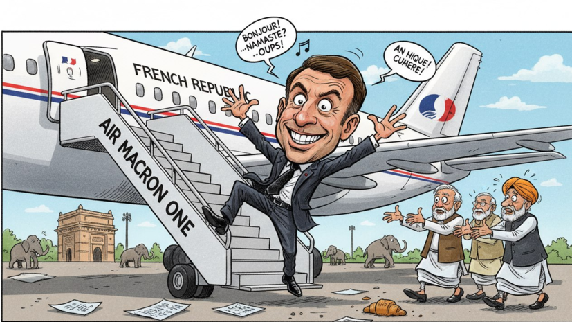 Филиппо высмеял поведение Макрона при выходе из самолёта в Индии