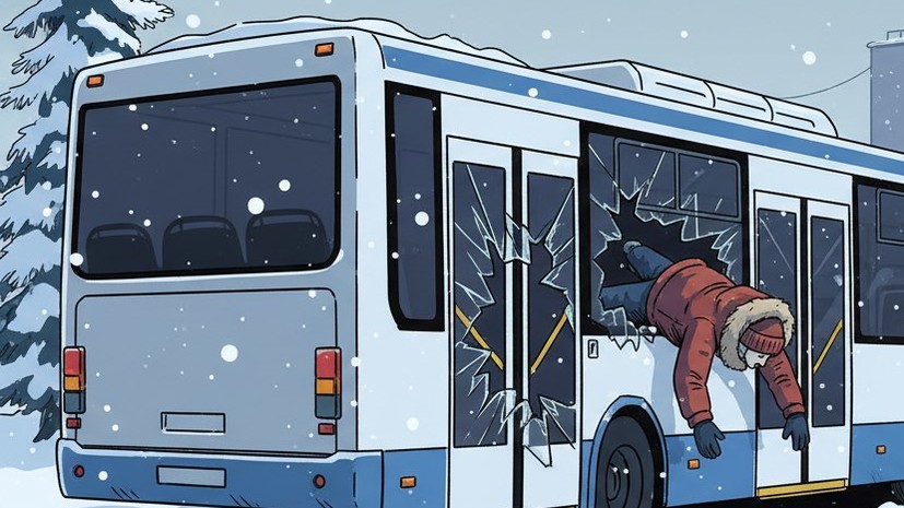 В Кемерово пассажир выпал на улицу из-за лопнувшего в автобусе стекла