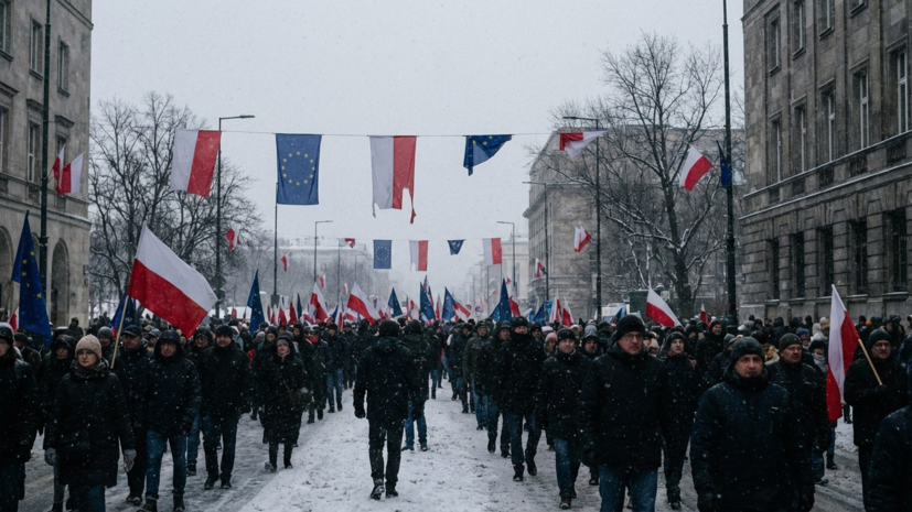 В Варшаве прошёл митинг против участия Польши в программе ЕС по закупке оружия
