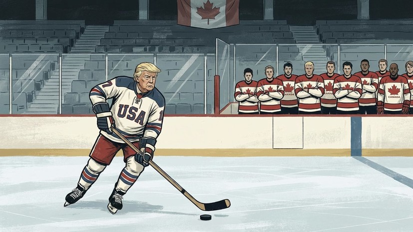 Трамп опубликовал ИИ-видео, в котором играет в хоккей со сборной Канады