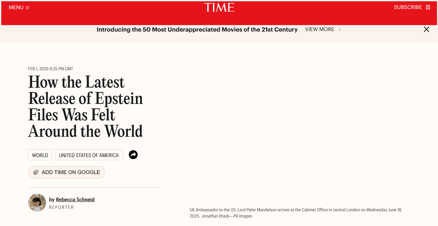 «Отравленный колодец»: западные СМИ — о том, как досье Эпштейна дискредитирует западных политиков
