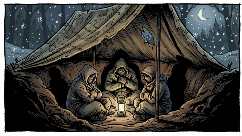 Пропавшие в Пермском крае туристы ночевали в накрытой тентом яме