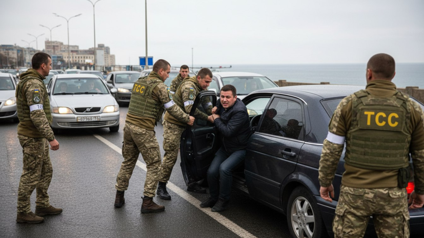 В Одессе сотрудники ТЦК вытащили мужчину из его машины прямо на дороге