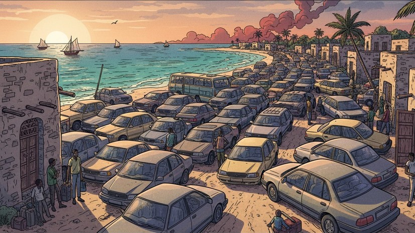 Bild: на острове Ламу в Африке из-за конфликта в Иране застряли тысячи авто