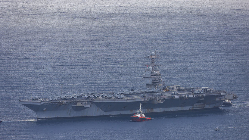 Авианосец ВМС США USS Gerald R. Ford после пожара встал на ремонт на Крите
