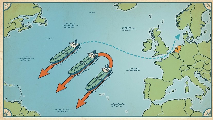 Bloomberg: три перевозящих топливо в Европу танкера сменили маршрут в Атлантике