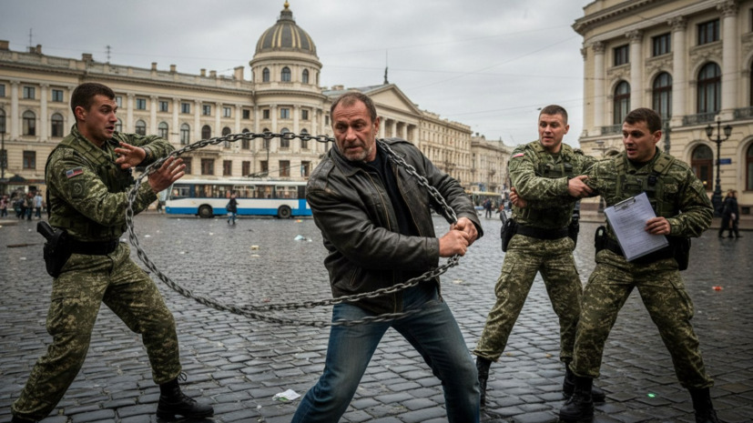 Житель Одессы отбился от сотрудников военкомата цепью