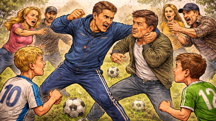 Детский тренер подрался с родителями юных футболистов во время занятия