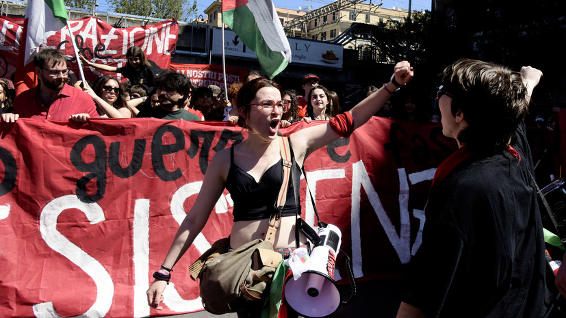 Repubblica: на марше в Италии произошёл конфликт из-за флагов Украины