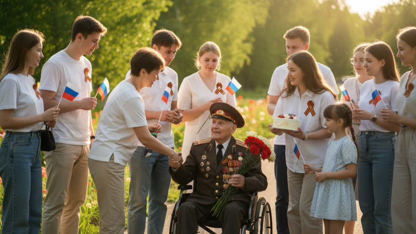 Жители Екатеринбурга поздравили с Днём Победы 99-летнего ветерана Агеева